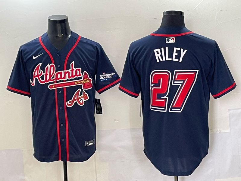 Men Atlanta Braves #27 Riley Drak Blue Nike 2025 MLB Jersey style 08